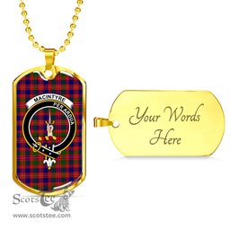 Scottish MacIntyre Clan Tartan Dog Tag Necklace - Crest Classic Scottish Plaid Tartan Plaid