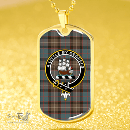 ScottishPlaid MacWilliam (Williamson) Weathered Clan Tartan Dog Tag Necklace - Crest Classic Scottish Plaid Tartan Plaid
