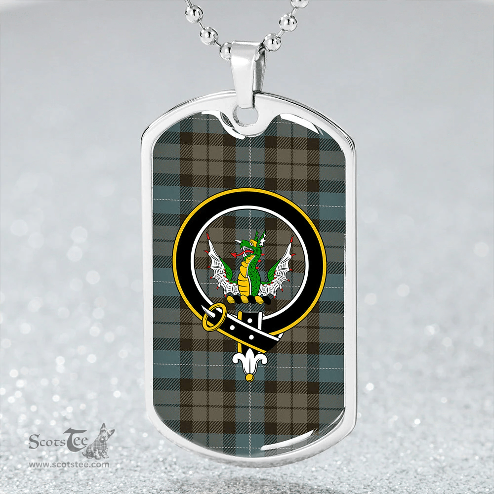 ScottishPlaid MacKirdy Weathered Clan Tartan Dog Tag Necklace - Crest Classic Scottish Plaid Tartan Plaid