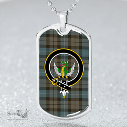 ScottishPlaid MacKirdy Weathered Clan Tartan Dog Tag Necklace - Crest Classic Scottish Plaid Tartan Plaid