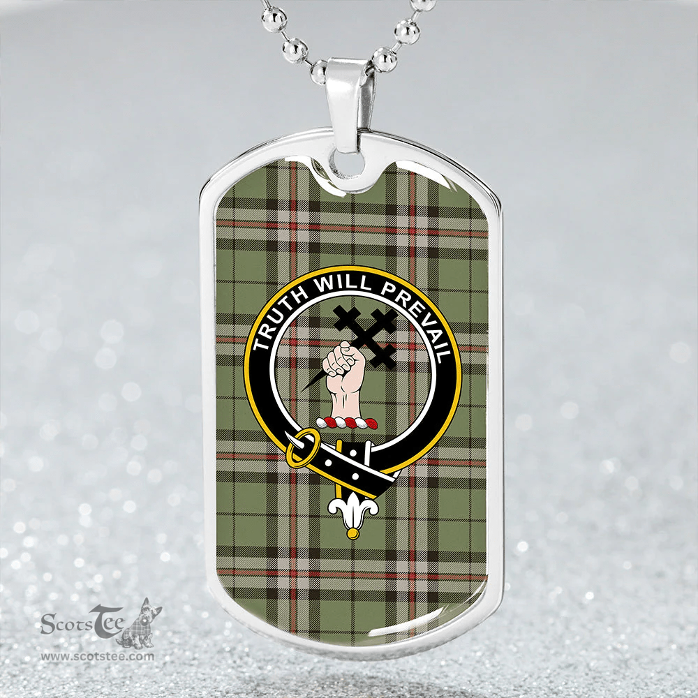 ScottishPlaid Thomson Camel #2 (Thompson Camel #2) Weathered Clan Tartan Dog Tag Necklace - Crest Classic Scottish Plaid Tartan Plaid