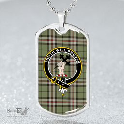 ScottishPlaid Thomson Camel #2 (Thompson Camel #2) Weathered Clan Tartan Dog Tag Necklace - Crest Classic Scottish Plaid Tartan Plaid
