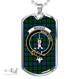 Scottish MacKay Clan Tartan Dog Tag Necklace - Crest Classic Scottish Plaid Tartan Plaid