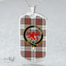 ScottishPlaid MacDuff Dress Weathered Clan Tartan Dog Tag Necklace - Crest Classic Scottish Plaid Tartan Plaid