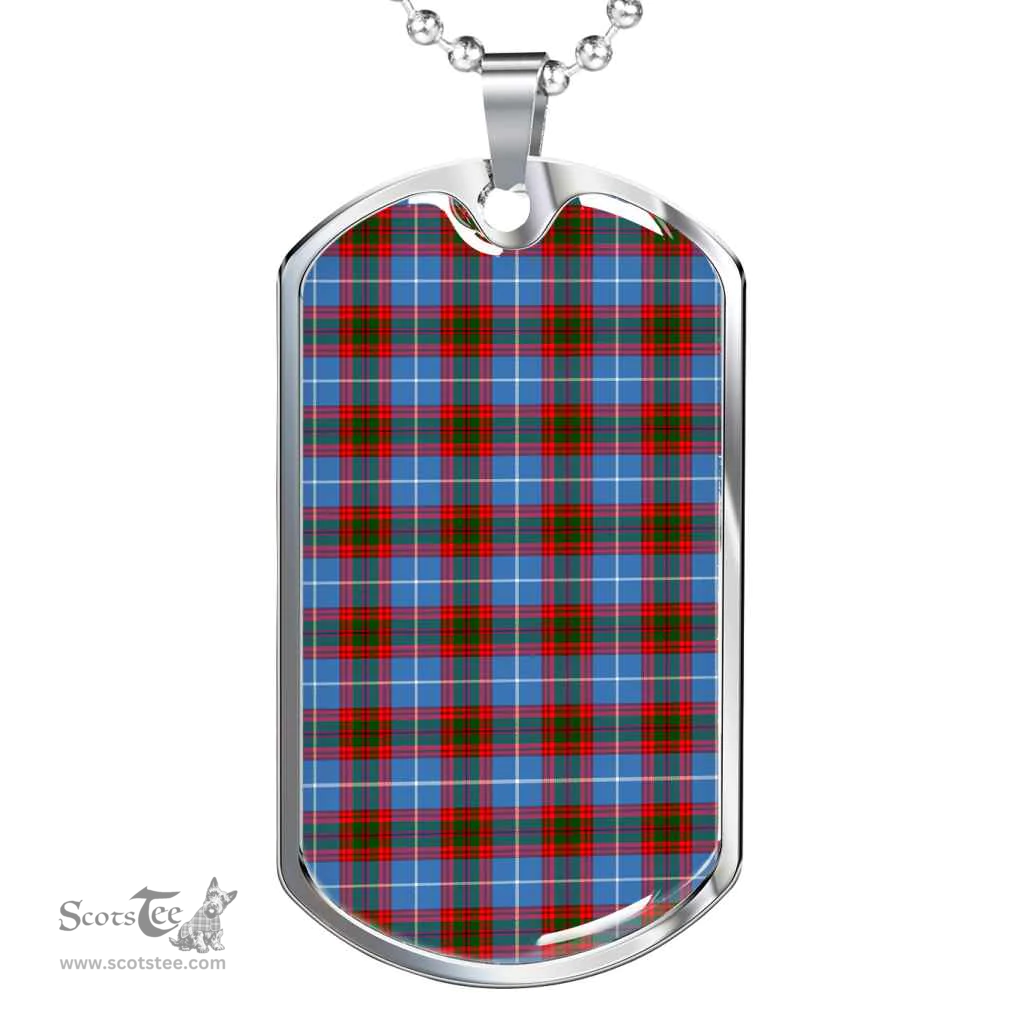 Scottish Edinburgh District Clan Tartan Dog Tag Necklace - Classic Scottish Plaid Tartan Plaid