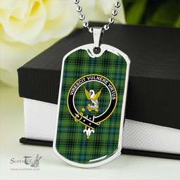 ScottishPlaid Stewart Hunting Ancient Clan Tartan Dog Tag Necklace - Crest Classic Scottish Plaid Tartan Plaid