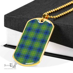 Scottish Johnston Ancient Clan Tartan Dog Tag Necklace - Classic Scottish Plaid Tartan Plaid
