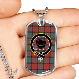 ScottishPlaid MacInroy #2 (Personal) Weathered Clan Tartan Dog Tag Necklace - Crest Classic Scottish Plaid Tartan Plaid