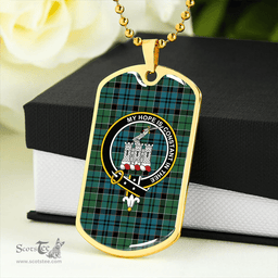 ScottishPlaid MacIsaac Ancient Clan Tartan Dog Tag Necklace - Crest Classic Scottish Plaid Tartan Plaid