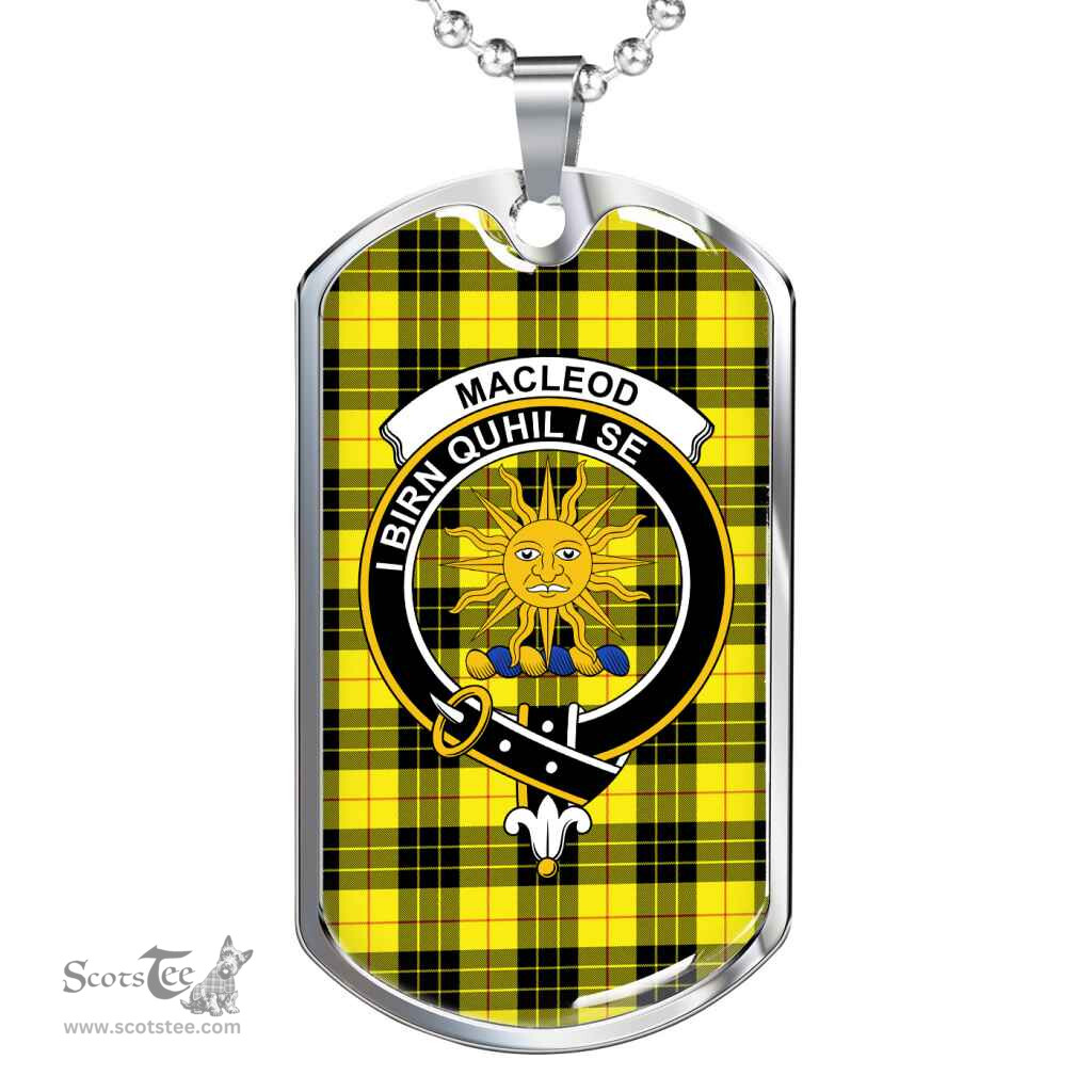 Scottish MacLeod Clan Tartan Dog Tag Necklace - Crest Classic Scottish Plaid Tartan Plaid