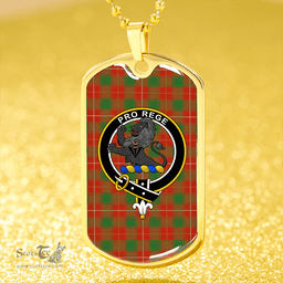 ScottishPlaid MacFie (MacPhee) Ancient Clan Tartan Dog Tag Necklace - Crest Classic Scottish Plaid Tartan Plaid