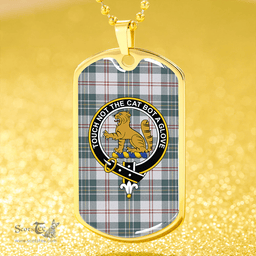 ScottishPlaid MacPherson Dress Green Clan Tartan Dog Tag Necklace - Crest Classic Scottish Plaid Tartan Plaid