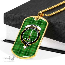 Scottish Blane Clan Tartan Dog Tag Necklace - Crest Classic Scottish Plaid Tartan Plaid