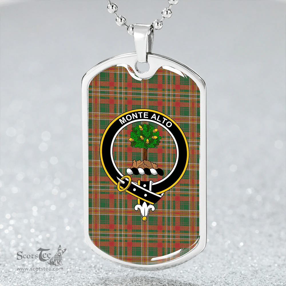 ScottishPlaid Mowat Sir Oliver Ancient Clan Tartan Dog Tag Necklace - Crest Classic Scottish Plaid Tartan Plaid