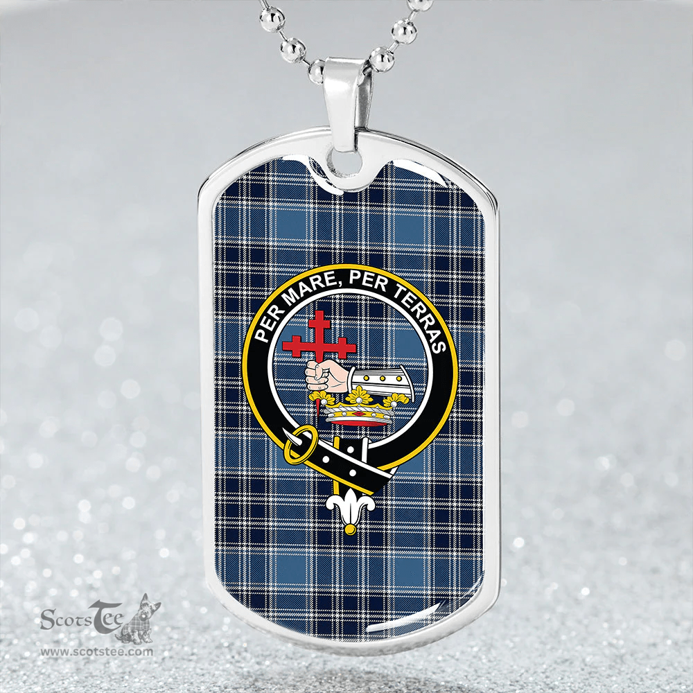 ScottishPlaid MacDonald Lord of the Isles Hunting Blue (Donald Lord of the Isles Hunting Blue) Modern Clan Tartan Dog Tag Necklace - Crest Classic Scottish Plaid Tartan Plaid