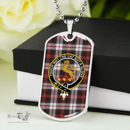ScottishPlaid MacKintosh Dress Weathered Clan Tartan Dog Tag Necklace - Crest Classic Scottish Plaid Tartan Plaid