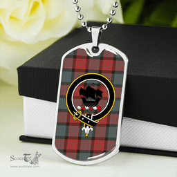 ScottishPlaid MacInroy #2 (Personal) Weathered Clan Tartan Dog Tag Necklace - Crest Classic Scottish Plaid Tartan Plaid