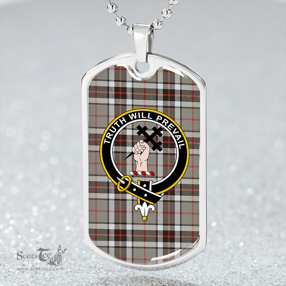 ScottishPlaid Thomson Dress Grey (Thompson Dress Grey) Modern Clan Tartan Dog Tag Necklace - Crest Classic Scottish Plaid Tartan Plaid