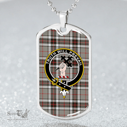 ScottishPlaid Thomson Dress Grey (Thompson Dress Grey) Modern Clan Tartan Dog Tag Necklace - Crest Classic Scottish Plaid Tartan Plaid