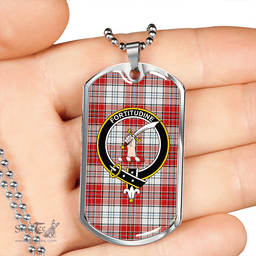 ScottishPlaid MacRae Red Dress Modern Clan Tartan Dog Tag Necklace - Crest Classic Scottish Plaid Tartan Plaid