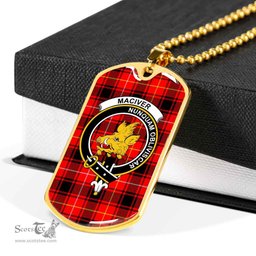 Scottish MacIver Clan Tartan Dog Tag Necklace - Crest Classic Scottish Plaid Tartan Plaid