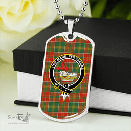 ScottishPlaid MacDonald of Kingsburgh (Donald of Kingsburgh) Ancient Clan Tartan Dog Tag Necklace - Crest Classic Scottish Plaid Tartan Plaid