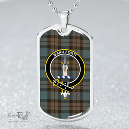 ScottishPlaid MacKay Weathered Clan Tartan Dog Tag Necklace - Crest Classic Scottish Plaid Tartan Plaid