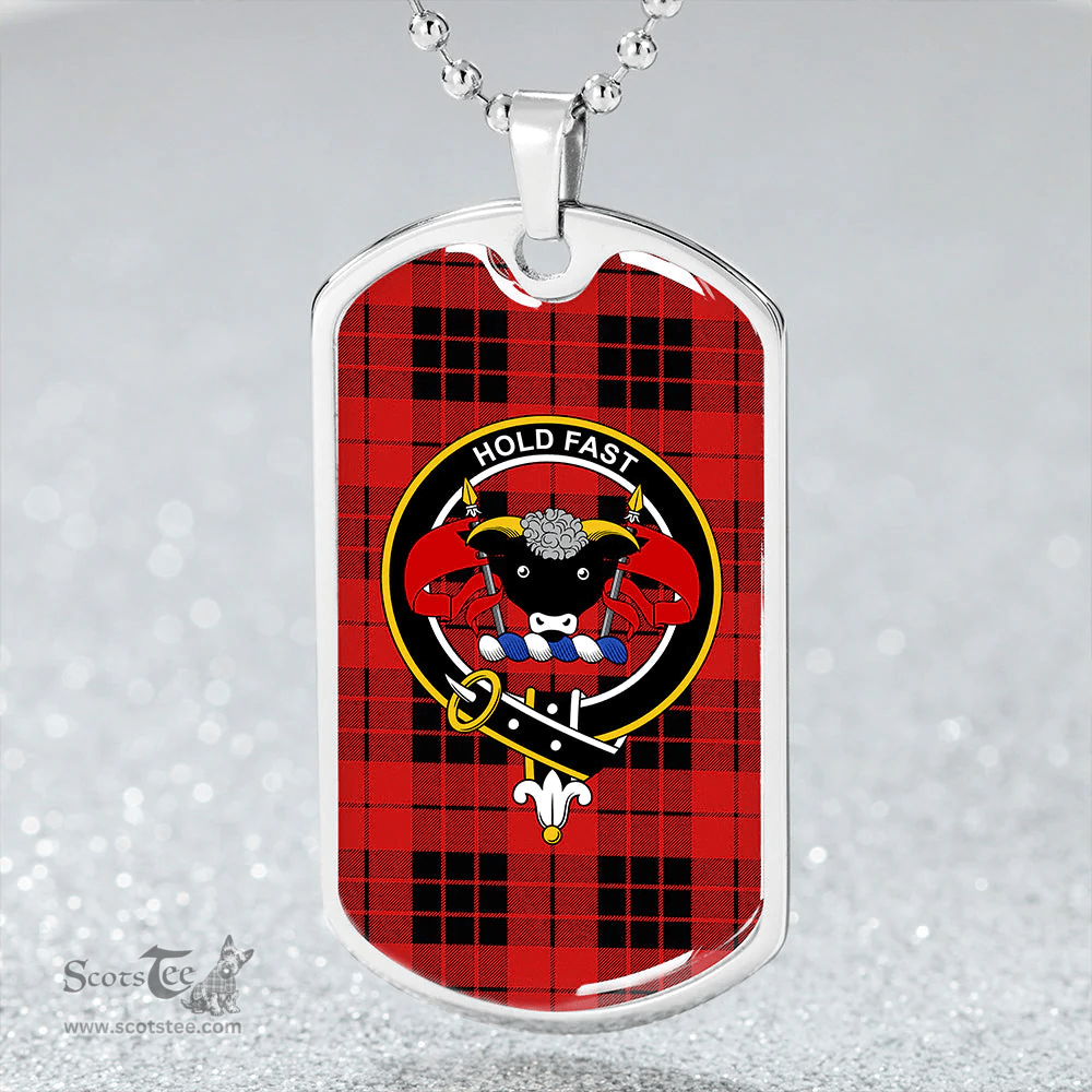 ScottishPlaid MacLeod of Raasay Modern Clan Tartan Dog Tag Necklace - Crest Classic Scottish Plaid Tartan Plaid