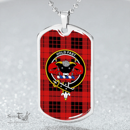 ScottishPlaid MacLeod of Raasay Modern Clan Tartan Dog Tag Necklace - Crest Classic Scottish Plaid Tartan Plaid