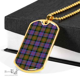 Scottish Carnegie Ancient Clan Tartan Dog Tag Necklace - Classic Scottish Plaid Tartan Plaid