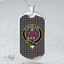 ScottishPlaid Ogilvie of Inverarity (Wilson) Weathered Clan Tartan Dog Tag Necklace - Crest Classic Scottish Plaid Tartan Plaid