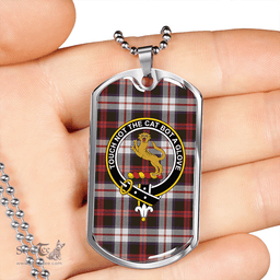ScottishPlaid MacKintosh Dress Weathered Clan Tartan Dog Tag Necklace - Crest Classic Scottish Plaid Tartan Plaid