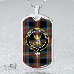 ScottishPlaid Stewart Black Ancient Clan Tartan Dog Tag Necklace - Crest Classic Scottish Plaid Tartan Plaid