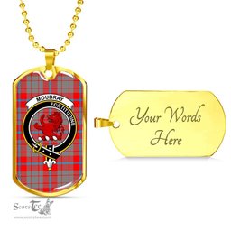 Scottish Moubray Clan Tartan Dog Tag Necklace - Crest Classic Scottish Plaid Tartan Plaid