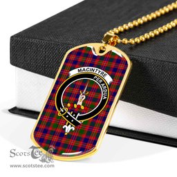 Scottish MacIntyre Clan Tartan Dog Tag Necklace - Crest Classic Scottish Plaid Tartan Plaid