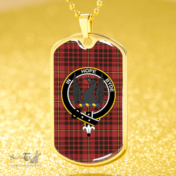 ScottishPlaid MacIan Weathered Clan Tartan Dog Tag Necklace - Crest Classic Scottish Plaid Tartan Plaid