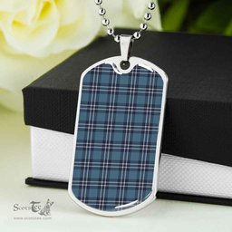 Scottish Earl of St Andrews Clan Tartan Dog Tag Necklace - Classic Scottish Plaid Tartan Plaid