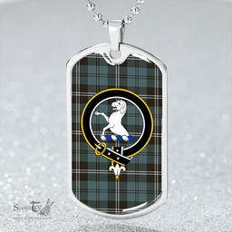 ScottishPlaid Swan Weathered Clan Tartan Dog Tag Necklace - Crest Classic Scottish Plaid Tartan Plaid