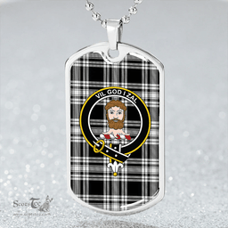 ScottishPlaid Menzies 1938 Modern Clan Tartan Dog Tag Necklace - Crest Classic Scottish Plaid Tartan Plaid