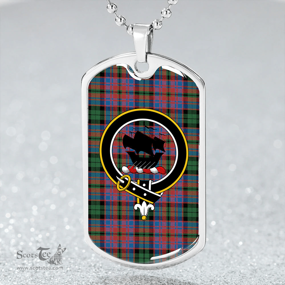 ScottishPlaid MacInroy Ancient Clan Tartan Dog Tag Necklace - Crest Classic Scottish Plaid Tartan Plaid