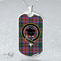 ScottishPlaid MacInroy Ancient Clan Tartan Dog Tag Necklace - Crest Classic Scottish Plaid Tartan Plaid