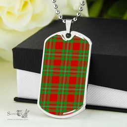 Scottish MacGregor Modern Clan Tartan Dog Tag Necklace - Classic Scottish Plaid Tartan Plaid