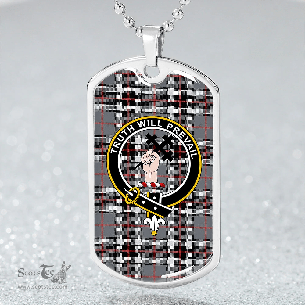 ScottishPlaid Thomson Dress Grey (Thompson Dress Grey) Weathered Clan Tartan Dog Tag Necklace - Crest Classic Scottish Plaid Tartan Plaid
