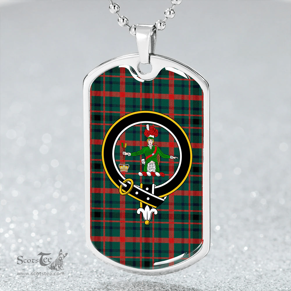 ScottishPlaid MacDonagh Modern Clan Tartan Dog Tag Necklace - Crest Classic Scottish Plaid Tartan Plaid
