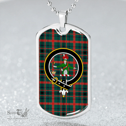 ScottishPlaid MacDonagh Modern Clan Tartan Dog Tag Necklace - Crest Classic Scottish Plaid Tartan Plaid
