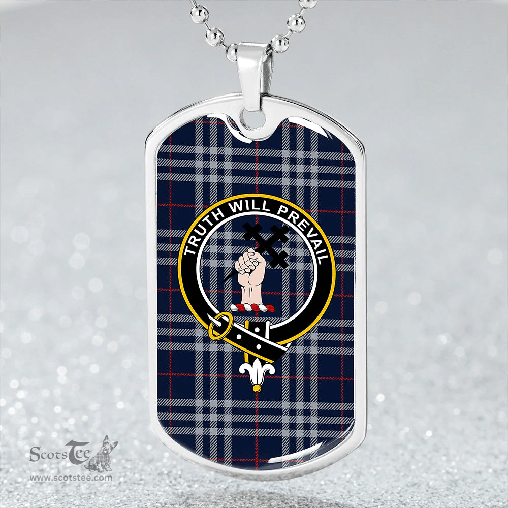 ScottishPlaid Thomson Navy (Thompson Navy) Modern Clan Tartan Dog Tag Necklace - Crest Classic Scottish Plaid Tartan Plaid