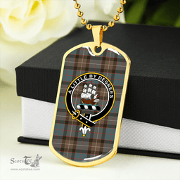 ScottishPlaid MacWilliam (Williamson) Weathered Clan Tartan Dog Tag Necklace - Crest Classic Scottish Plaid Tartan Plaid