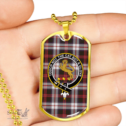 ScottishPlaid MacKintosh Dress Weathered Clan Tartan Dog Tag Necklace - Crest Classic Scottish Plaid Tartan Plaid