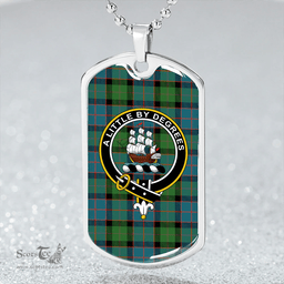ScottishPlaid MacWilliam (Williamson) Ancient Clan Tartan Dog Tag Necklace - Crest Classic Scottish Plaid Tartan Plaid