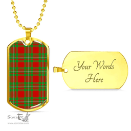 Scottish MacGregor Modern Clan Tartan Dog Tag Necklace - Classic Scottish Plaid Tartan Plaid